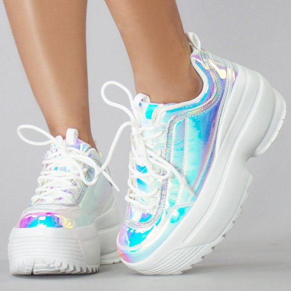 Berness - LILY 5005 Cosmic Trance Holographic Platform Sneakers - Picture 3 of 6